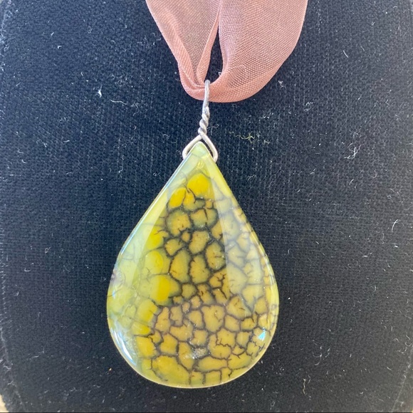 Green and Dark Brown Agate Necklace - Picture 1 of 3